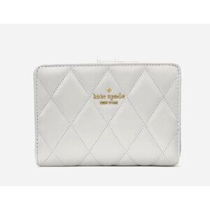 New Kate Spade Carey Medium Bifold Wallet Smooth Quilted Leather Stone Path